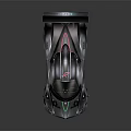 Gray Sleek Race Car With Rear Spoiler Orange Wheels And Green Accents