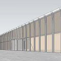 Modern Building With Glass Curtain Wall At Dusk Overlooking Sea View