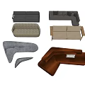 Modern Sectional Sofa Set With Various Styles And Different Colored Fabric Designs 3d model