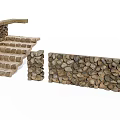 Building Exterior Wall Featuring Natural Stone Construction And Stone Steps 3d model