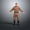 Male Military Character Standing In Uniform With Outstretched Arms On Reflective Floor