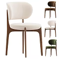 Modern Upholstered Dining Chairs With Wooden Legs In Beige And Green Colors