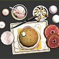 Delicious Burger with Sesame Bun Onion Rings Tomato Slices and Drink on Yellow Tray