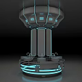 Modern Metallic Washbasin Featuring Cylindrical Structure Blue Lighting And Circular Base 3d model