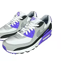 White And Purple Casual Sporty Shoes Featuring Black Accents And Air Cushion Design