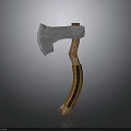 Handcrafted Forged Axe with Metal Head and Wooden Handle Isolated on Dark Background