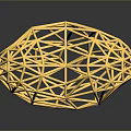 Golden Geometric Heart Shaped Decorative Home Living Accessory With Reflection On Dark Background