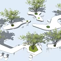 Modern tree pool special-shaped landscape tree pool seat 3d model