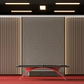 Indoor Table Tennis Hall With Red Carpet And Tables 3d model