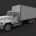 White Cargo Truck With Large Enclosed Box Cab And Double Rear Wheels