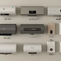 Daily Electrical Appliances Featuring Various Wall Mounted Water Heaters in Different Designs 3d model