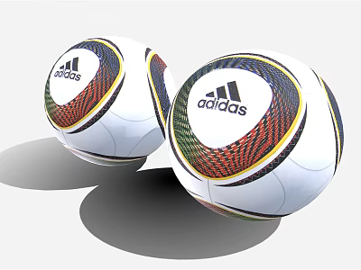 Adidas Footballs As Sports Equipment With Colorful Patterns And Brand Logo 3d model