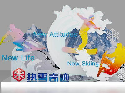 Skiing Photo Check in Spot With Skiers Snow Mountain And New Attitudes 3d model