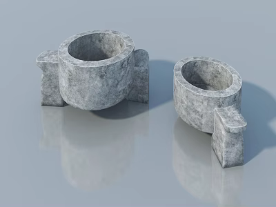 Concrete Swing Door with Rough Texture on Smooth Reflective Surface 3d model