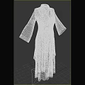 Elegant Women's Long Vest With Dark Blue Hexagonal Pattern And Light Blue Long Sleeves Dress