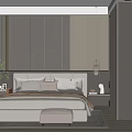 Modern Bedroom Interior Design With Large Bed Padded Bench Rug And Wall Paneling