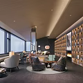 Modern Hotel Lobby Interior With Wooden Ceiling Large Windows And Snow Mountain Views