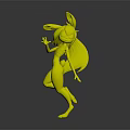 3D Cartoon Rabbit Character With Orange Hair Red Crop Top Pink Polka Dot Leggings Dancing Pose