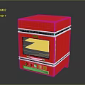 Red Modern Electronic Appliance With Glass Door Control Knobs And Compact Design