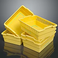 Yellow Plastic Storage Baskets Stackable Design For Home Organization Practical Durable Containers For Daily Use