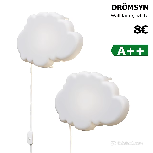 White Cloud Shaped Wall Lamps With 8€ Price And A++ Energy Efficiency 3d model 