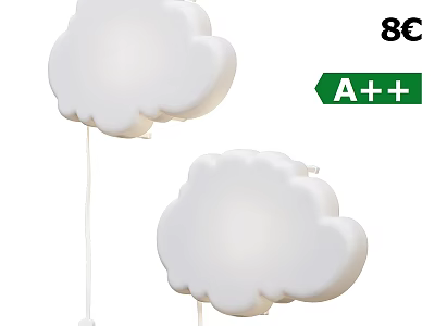 White Cloud Shaped Wall Lamps With 8€ Price And A++ Energy Efficiency 3d model