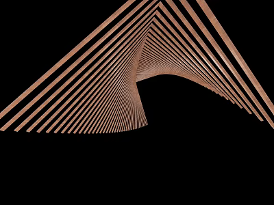 Stylish Modern Ceiling Design Featuring Brown Interlaced Stripes And Layered Patterns 3d model