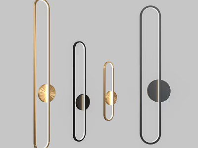 Modern Wall Lamps With Slim Linear Design And Gold Black Circular Accents 3d model