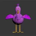 Vibrant Pink Bird With Purple Accents Yellow Beak Feet And Round Eyes