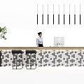 Modern Reception Desk Front Desk 3d model