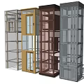 Various Modern Elevator Designs with Glass Doors and Colorful Frame Structures 3d model