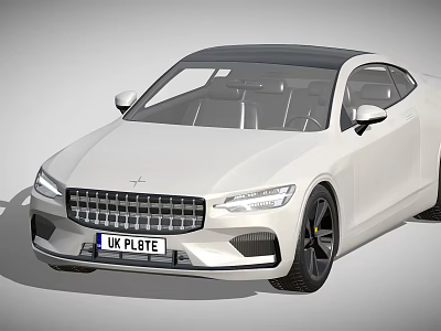 White Luxury Coupe With Unique Grille Design And Dark Roof UK Plate 3d model