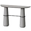 Elegant Console Table With Marble Top White Pink Cylindrical Legs And Gold Metal Rings