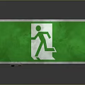 Green Emergency Exit Sign With White Running Figure Icon And Metal Frame