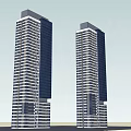 Two Modern High Rise Residential Towers With Glass Facades And Balconies
