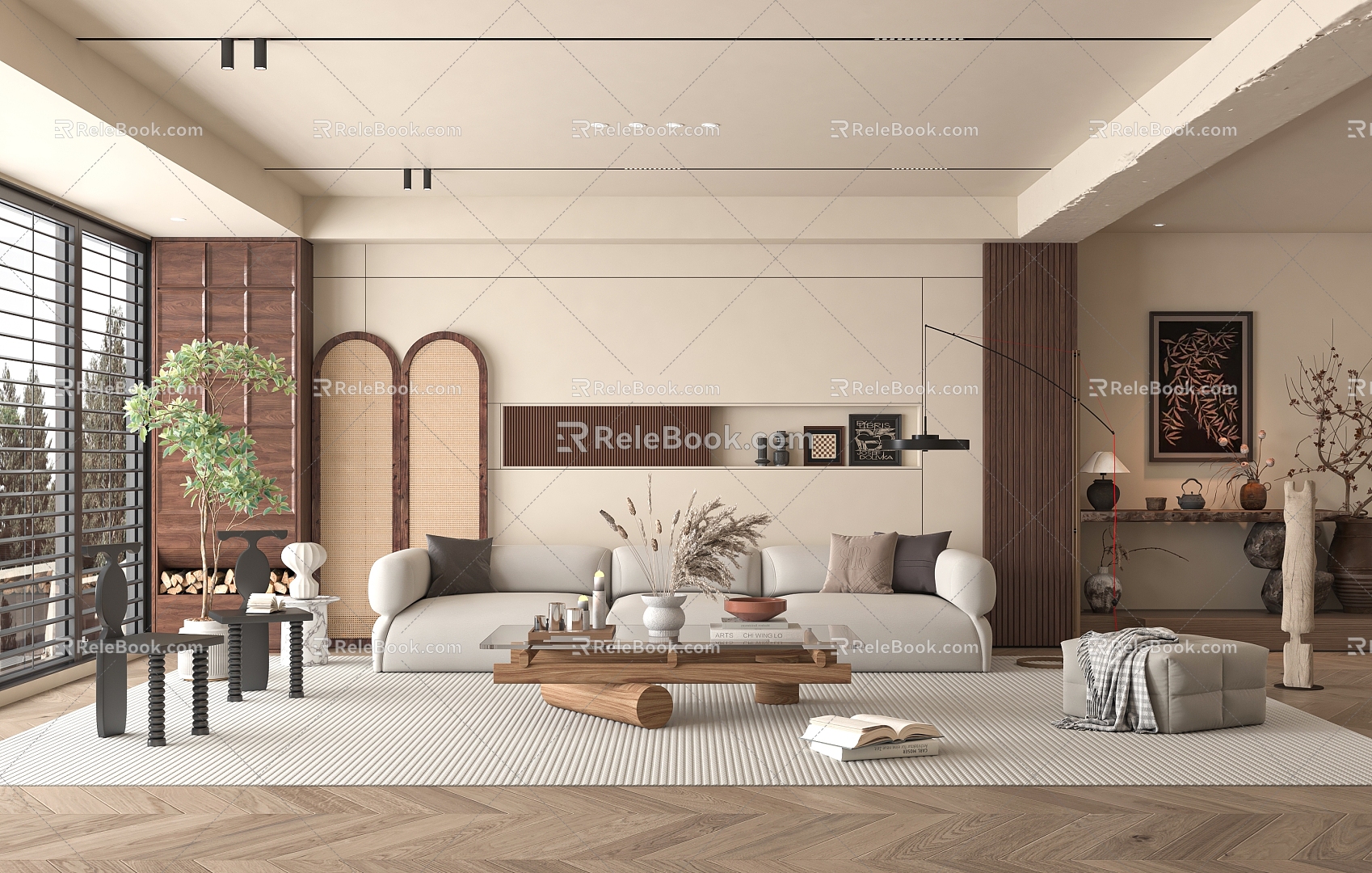 Middle Style Home Living Room 3d model