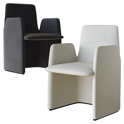 Modern Black And White Accent Chairs With Leather Upholstery And Sleek Armrests 3d model