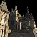 Ancient Gothic Building Featuring Stone Spires Arched Windows And Tall Towers 3d model