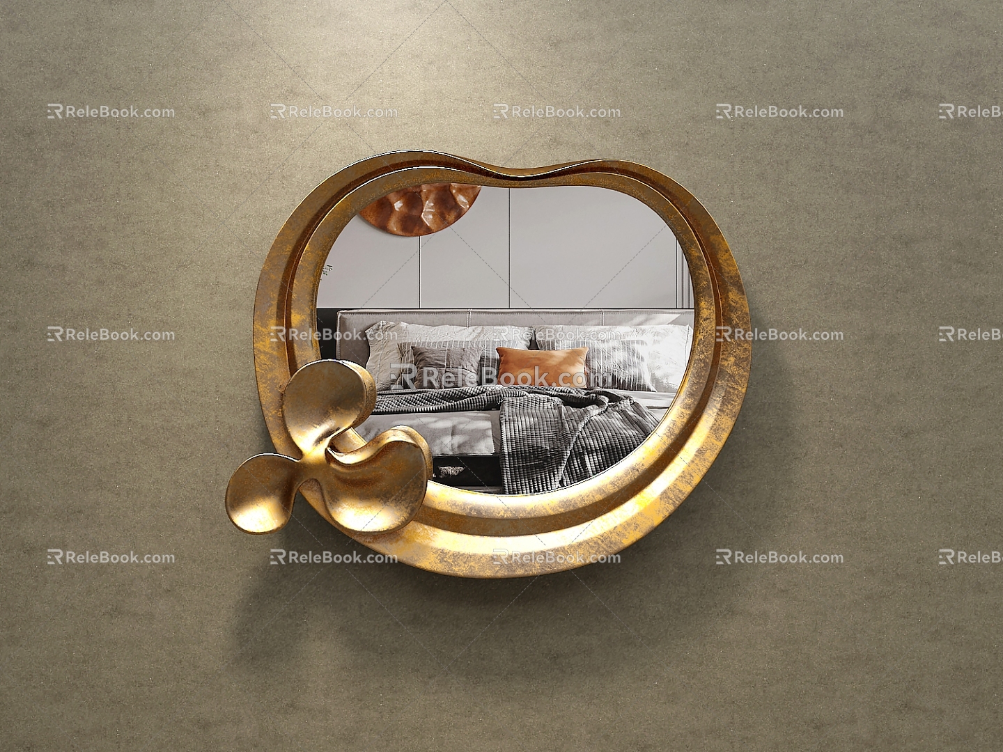 Light Luxury Decorative Mirror Special-Shaped Hanging Mirror Dressing Mirror Bedroom Copper Gold Retro Bathroom Mirror Art Mirror 3d model