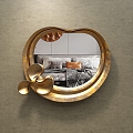 Light Luxury Decorative Mirror Special-Shaped Hanging Mirror Dressing Mirror Bedroom Copper Gold Retro Bathroom Mirror Art Mirror 3d model