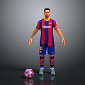 Man Wearing Barcelona Football Jersey With Red Blue Stripes Number 10 And Soccer Ball