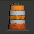 Orange And White Striped Traffic Drum With Stacked Layers Top Handle And Base