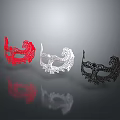 Elegant Decorative Masks In Red White Black With Intricate Patterns For Party Accessories