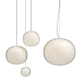 Modern White Spherical Pendant Lights With Multiple Hanging Design For Interior Decor 3d model