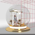 IATO Photo Spot With Transparent Globe Columns Decorative Plants And Golden Base Lighting
