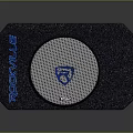 Rockpulse Audio Speaker With Dark Textured Surface And Circular Blue Logo