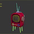 Pink Vintage Electronic TV Appliance with Antenna Knobs and Purple Legs