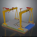 Yellow Gantry Cranes And Heavy Duty Lifting Equipment On Industrial Platform Structure