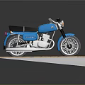 Blue Motorcycle Parked On Cracked Brown Platform With Shiny Chrome Details And Smooth Design
