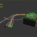 Black Air Conditioner Cooling Fan With Grid Cover And Colorful Connecting Wires